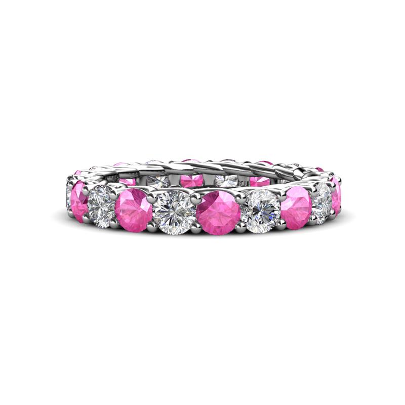 Lucida 4.10 ctw (3.80 mm) Round Pink Sapphire and Natural Diamond Eternity Band 