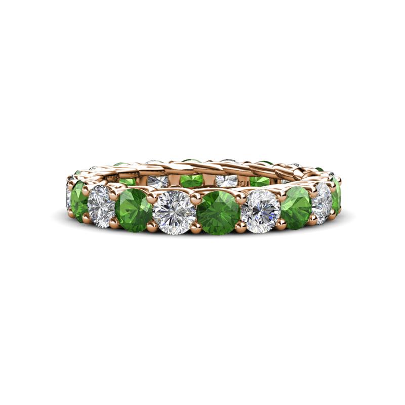 Lucida 4.31 ctw (3.80 mm) Round Green Garnet and Natural Diamond Eternity Band 
