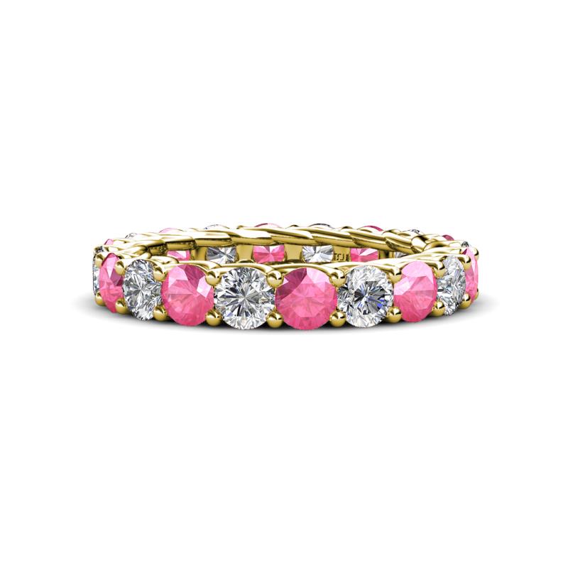 Lucida 3.80 ctw (3.80 mm) Round Pink Tourmaline and Natural Diamond Eternity Band 