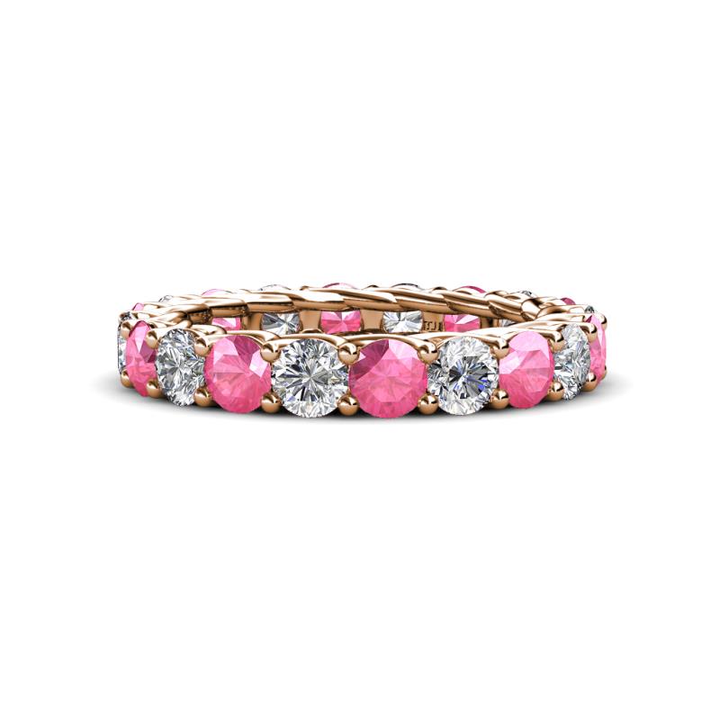 Lucida 3.80 ctw (3.80 mm) Round Pink Tourmaline and Natural Diamond Eternity Band 