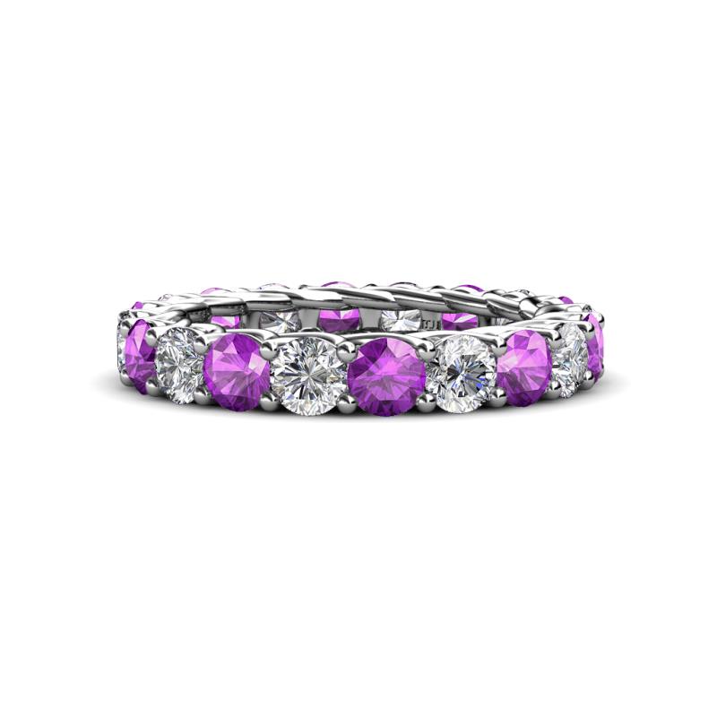 Lucida 3.80 ctw (3.80 mm) Round Amethyst and Natural Diamond Eternity Band 