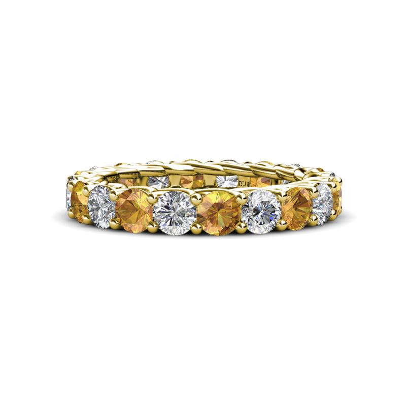 Lucida 3.80 ctw (3.80 mm) Round Citrine and Natural Diamond Eternity Band 