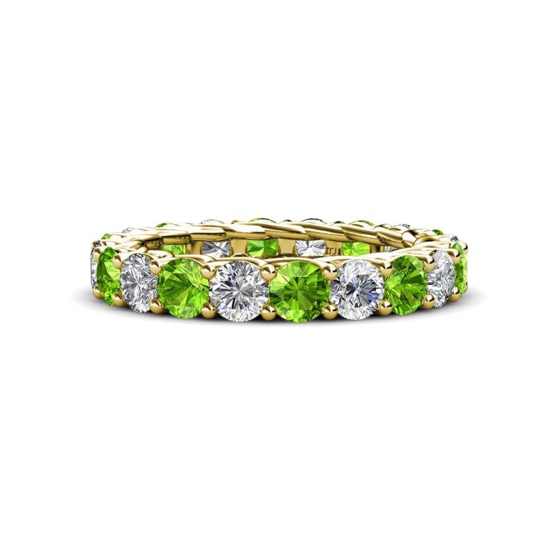 Lucida 4.31 ctw (3.80 mm) Round Peridot and Natural Diamond Eternity Band 