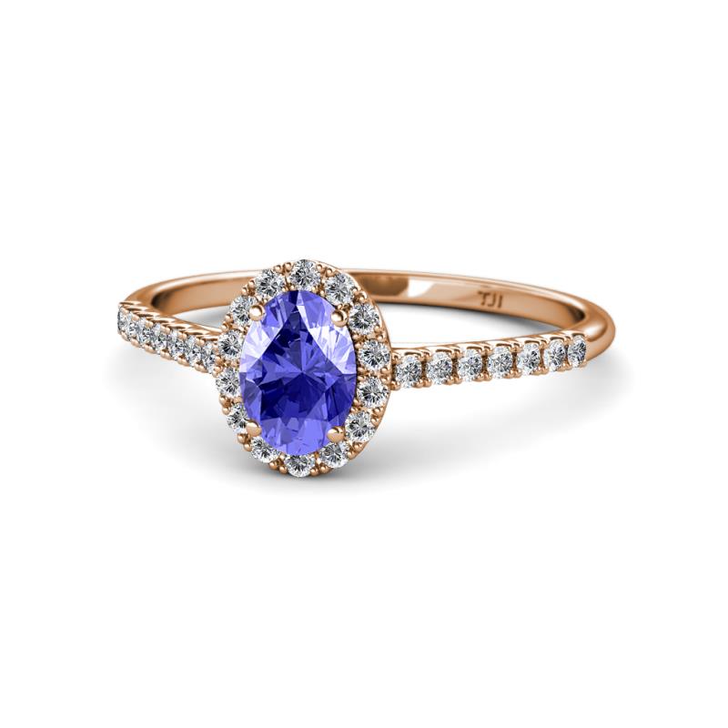 Marnie Desire Tanzanite and Diamond Halo Engagement Ring 