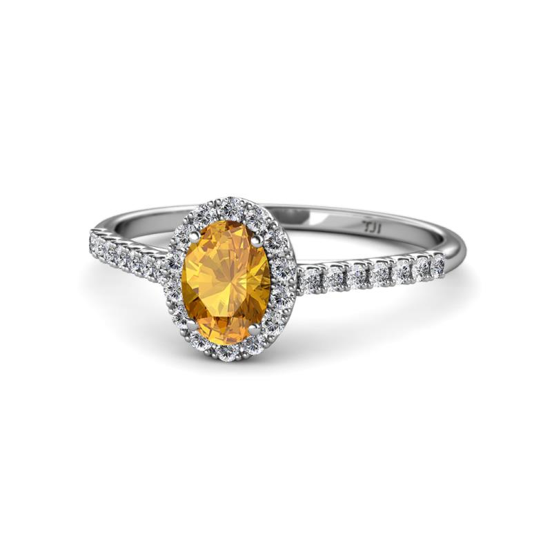 Marnie Desire Citrine and Diamond Halo Engagement Ring 