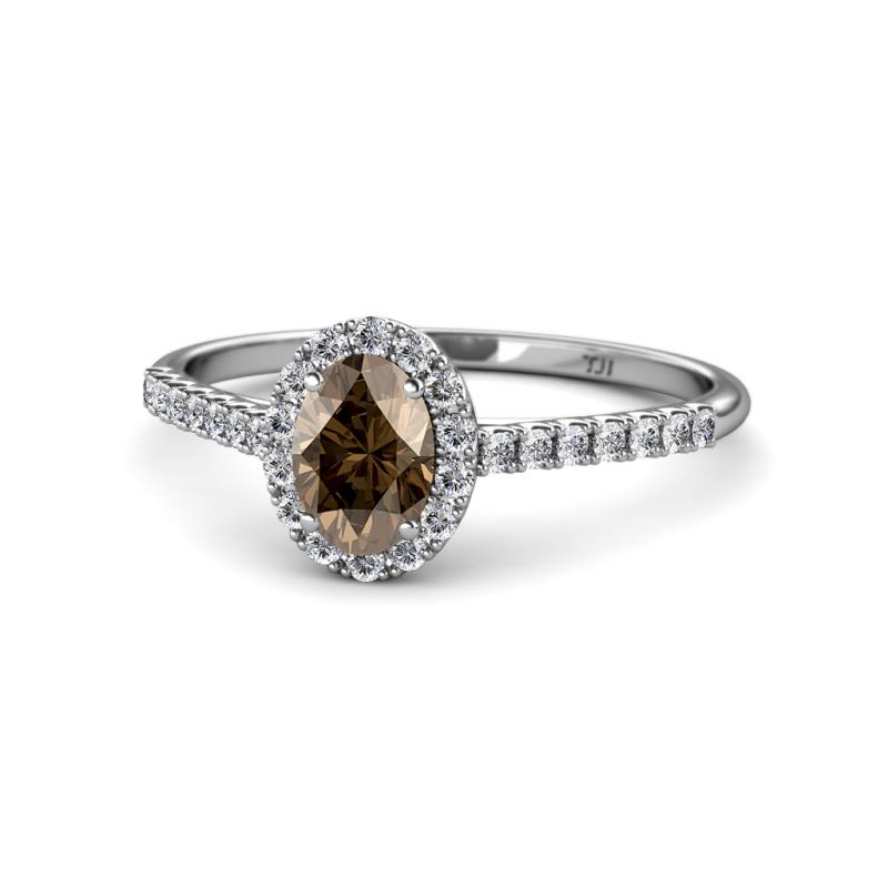 Marnie Desire Smoky Quartz and Diamond Halo Engagement Ring 