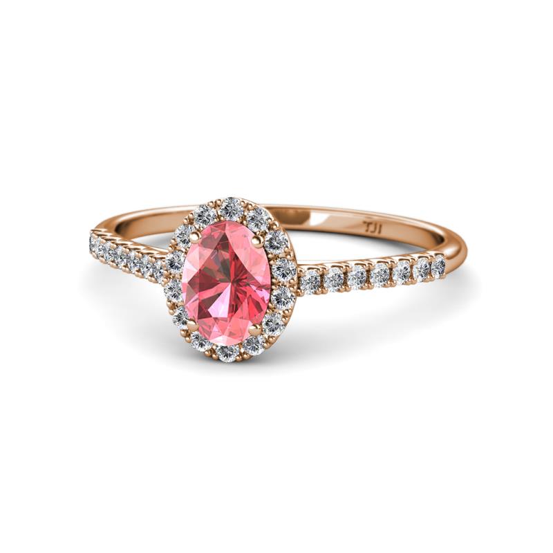 Marnie Desire Pink Tourmaline and Diamond Halo Engagement Ring 