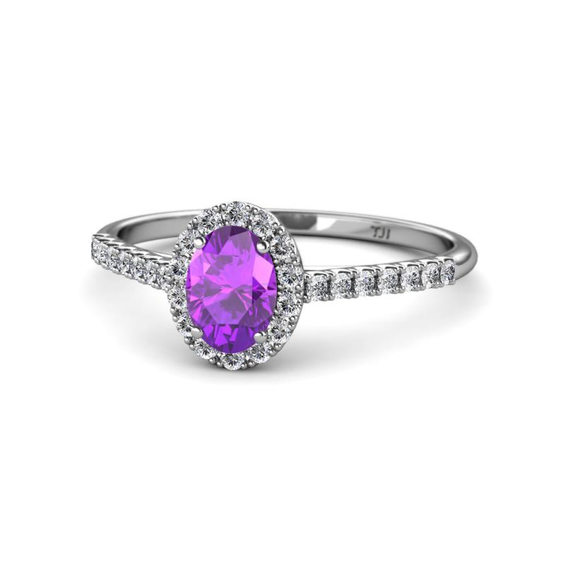Marnie Desire Amethyst and Diamond Halo Engagement Ring 