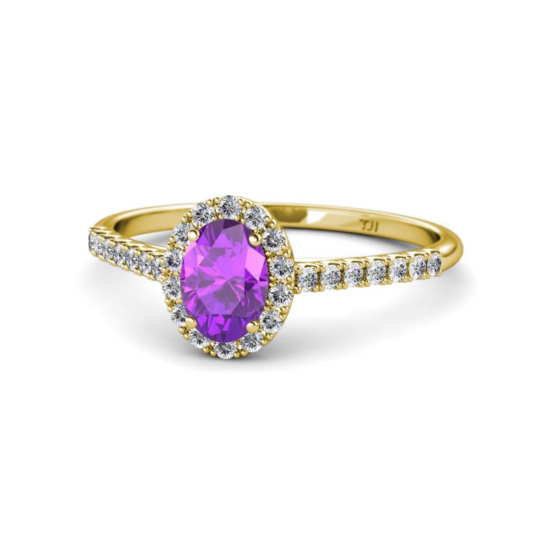 Marnie Desire Amethyst and Diamond Halo Engagement Ring 