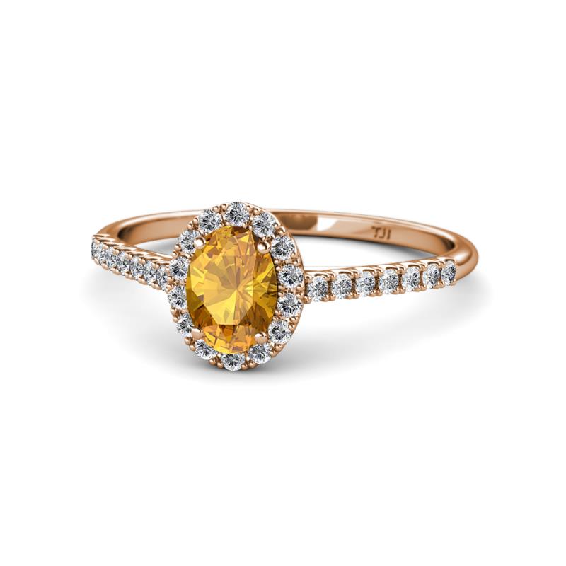 Marnie Desire Citrine and Diamond Halo Engagement Ring 