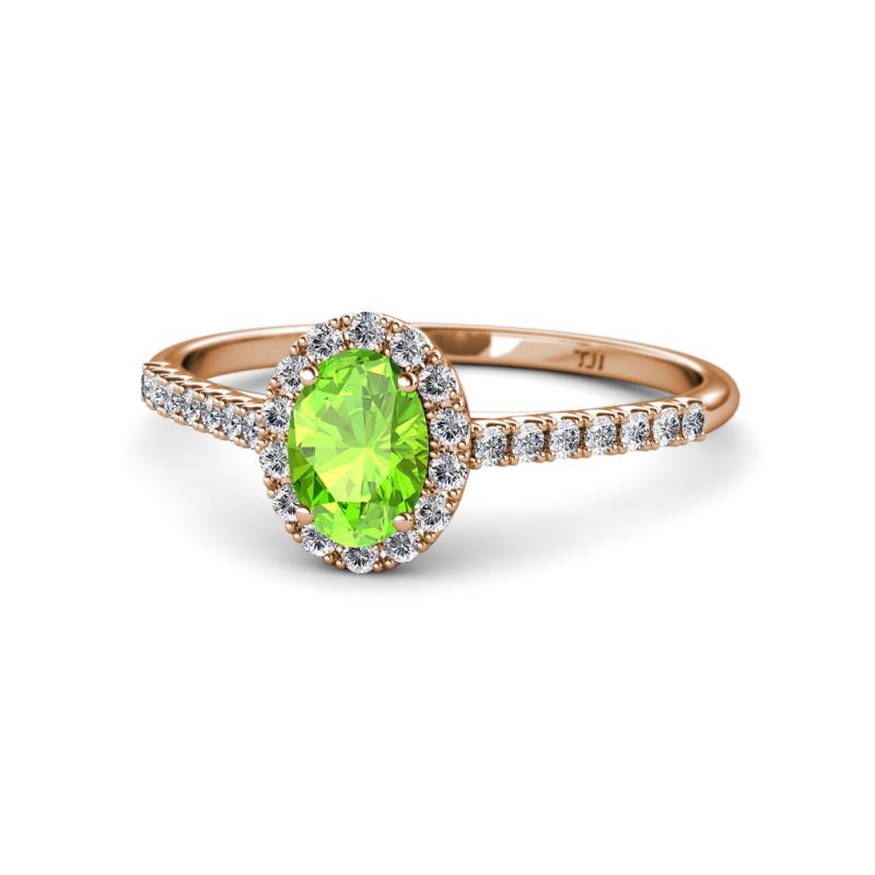 Marnie Desire Peridot and Diamond Halo Engagement Ring 