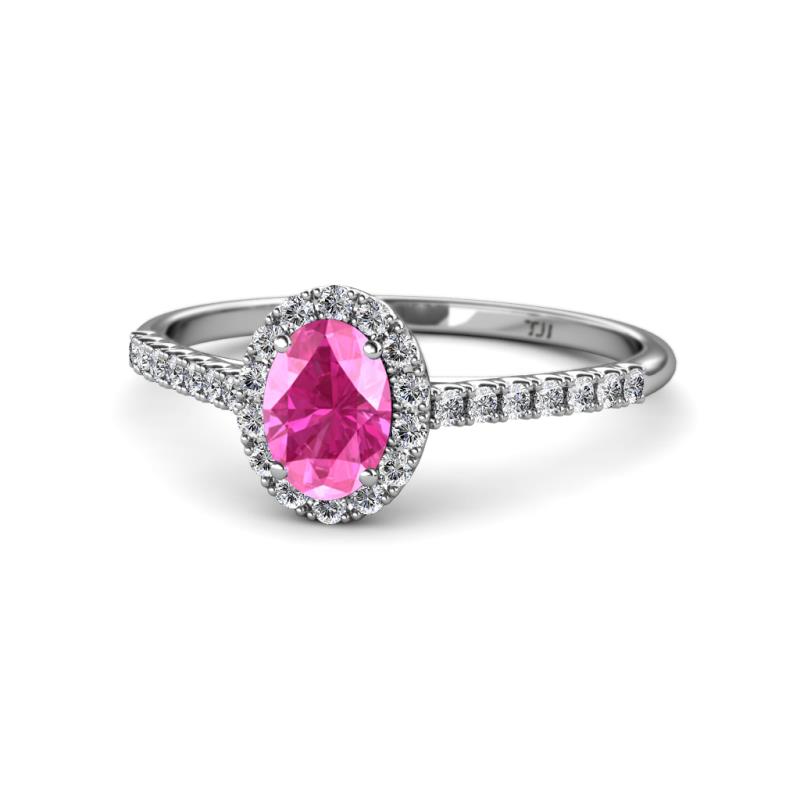 Marnie Desire Pink Sapphire and Diamond Halo Engagement Ring 