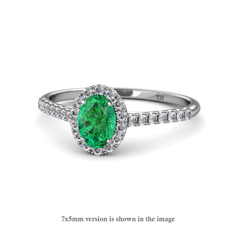 Marnie Desire Oval Cut Emerald and Diamond Halo Engagement Ring 