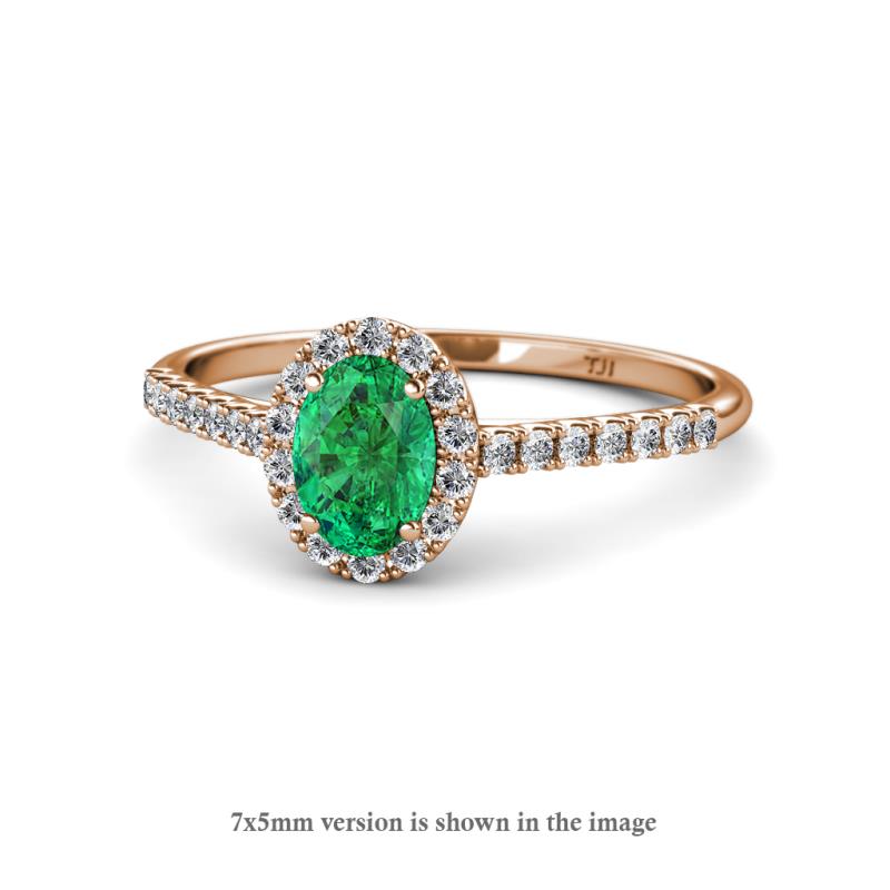Marnie Desire Oval Cut Emerald and Diamond Halo Engagement Ring 