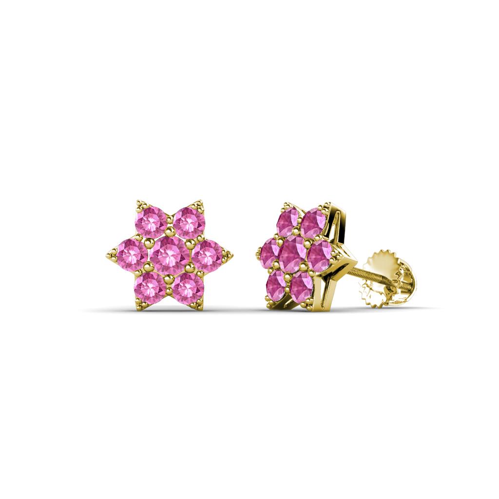 Amora Pink Sapphire Flower Earrings 