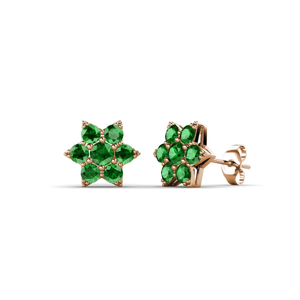 Amora Green Garnet Flower Earrings 
