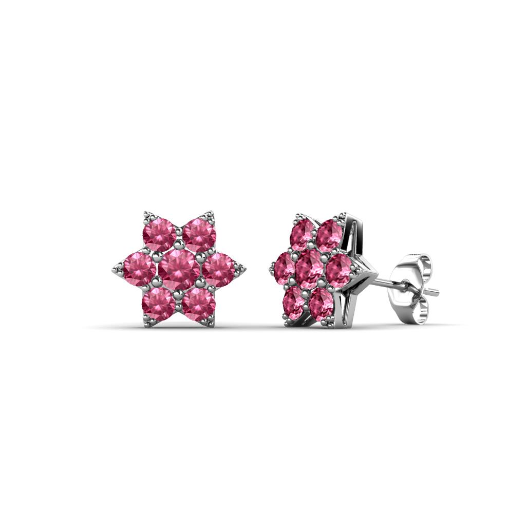 Amora Pink Tourmaline Flower Earrings 