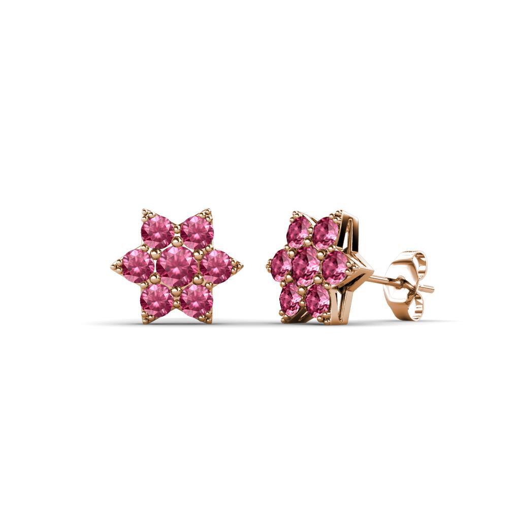 Amora Pink Tourmaline Flower Earrings 