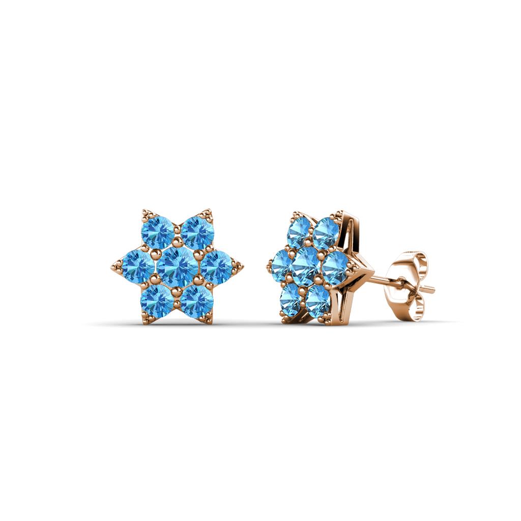 Amora Blue Topaz Flower Earrings 