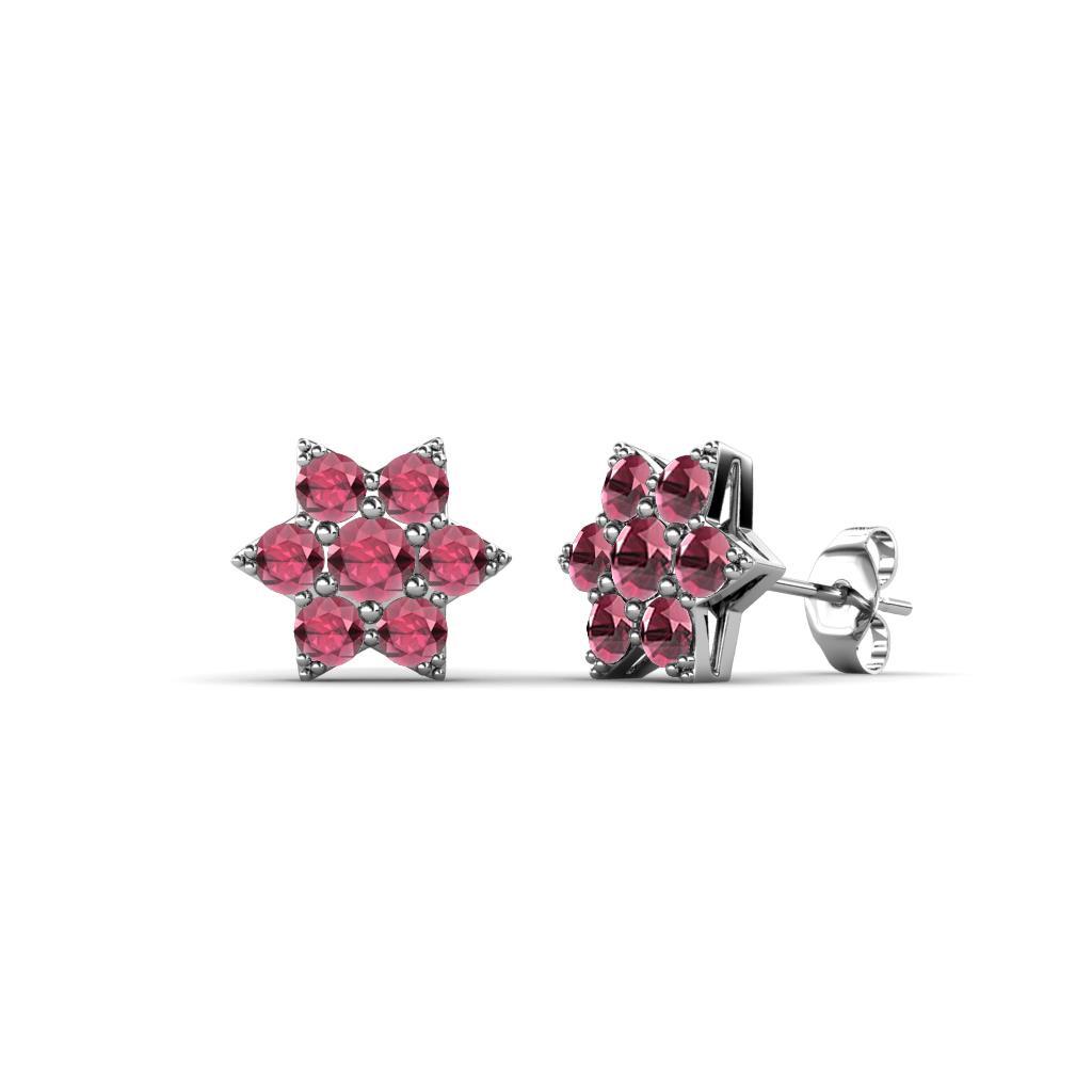 Amora Rhodolite Garnet Flower Earrings 
