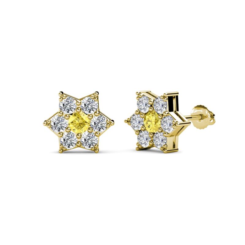 Amora Yellow Sapphire and Diamond Flower Earrings 