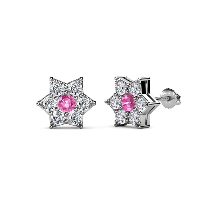 Amora Pink Sapphire and Diamond Flower Earrings 