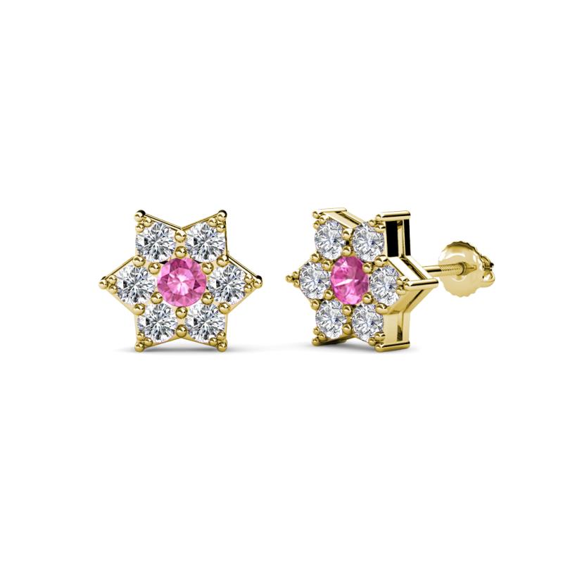 Amora Pink Sapphire and Diamond Flower Earrings 