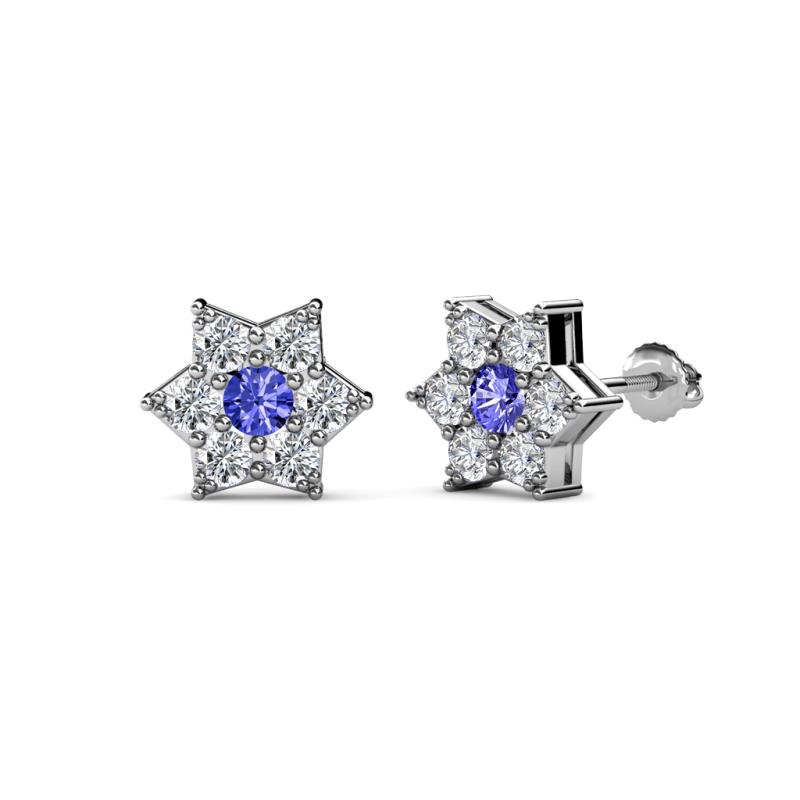 Amora Tanzanite and Diamond Flower Earrings 