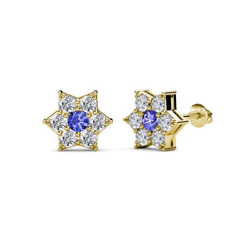 Amora Tanzanite and Diamond Flower Earrings 