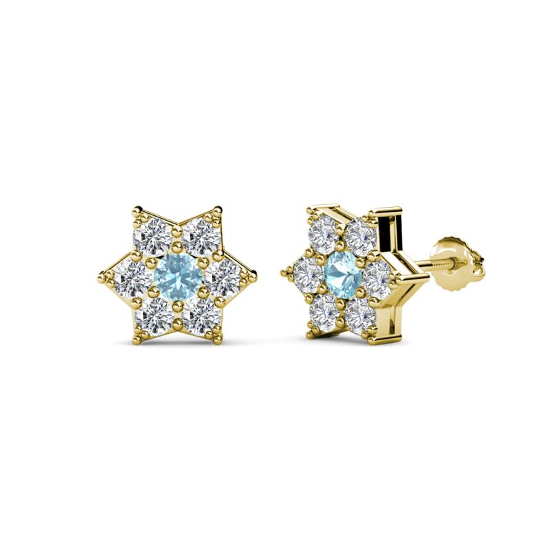 Amora Aquamarine and Diamond Flower Earrings 