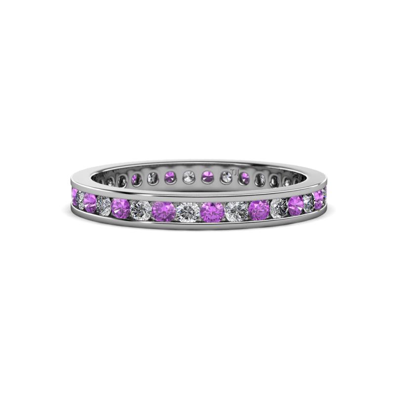 Celina 2.00 mm Round Amethyst and Diamond Eternity Band 