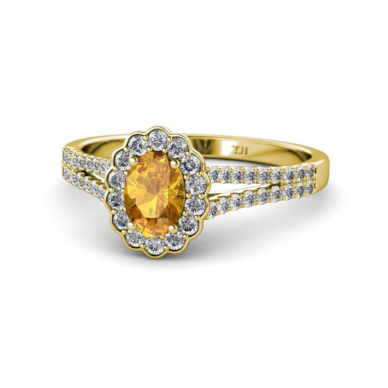 Raisa Desire Citrine and Diamond Halo Engagement Ring 