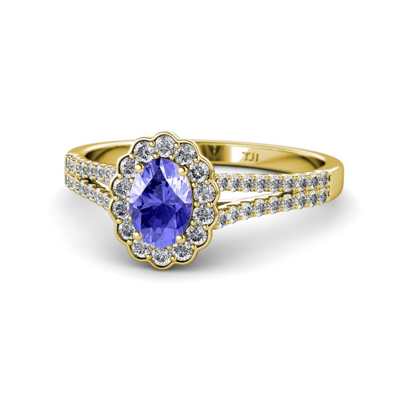 Raisa Desire Tanzanite and Diamond Halo Engagement Ring 