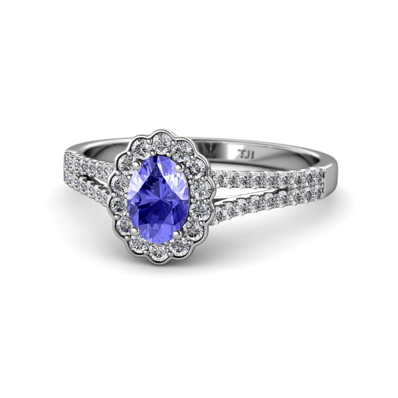 Raisa Desire Tanzanite and Diamond Halo Engagement Ring 