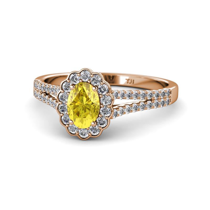 Raisa Desire Yellow Sapphire and Diamond Halo Engagement Ring 