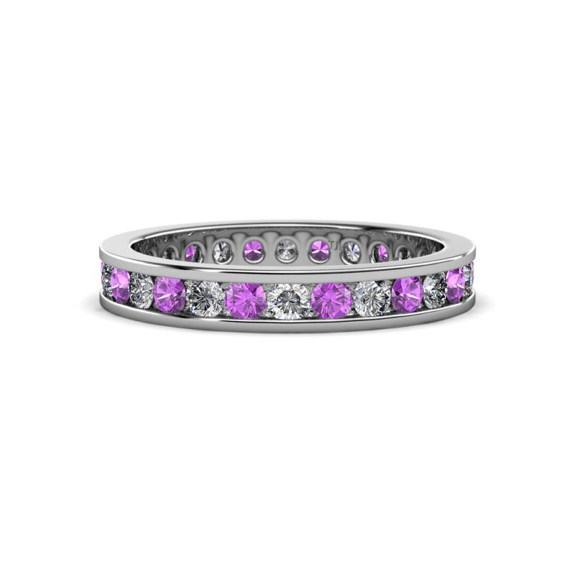 Celina 2.40 mm Round Amethyst and Diamond Eternity Band 