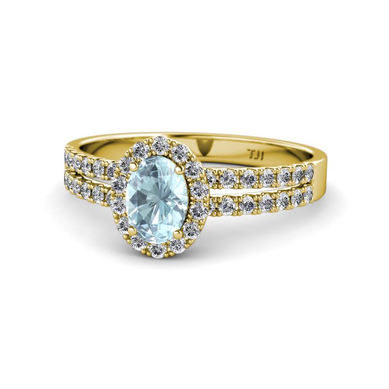 Amaya Desire Aquamarine and Diamond Halo Engagement Ring 