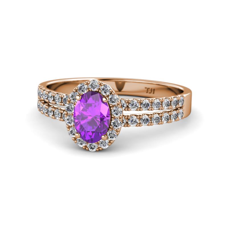 Amaya Desire Amethyst and Diamond Halo Engagement Ring 