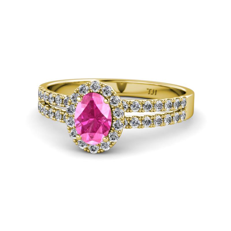 Amaya Desire Pink Sapphire and Diamond Halo Engagement Ring 