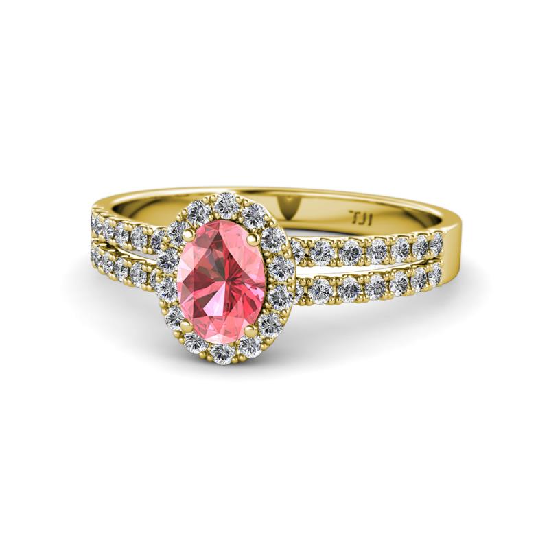 Amaya Desire Pink Tourmaline and Diamond Halo Engagement Ring 