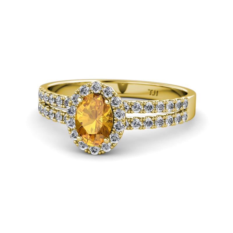 Amaya Desire Citrine and Diamond Halo Engagement Ring 
