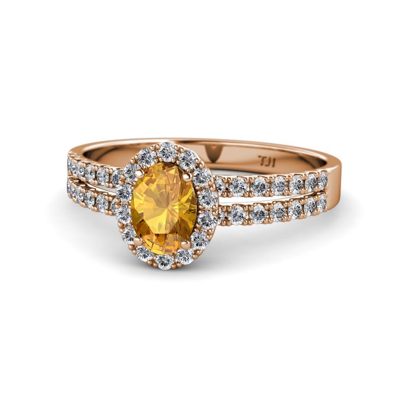 Amaya Desire Citrine and Diamond Halo Engagement Ring 
