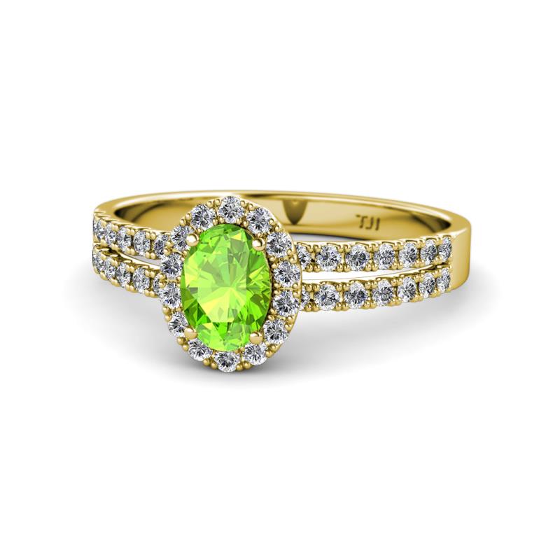 Amaya Desire Peridot and Diamond Halo Engagement Ring 