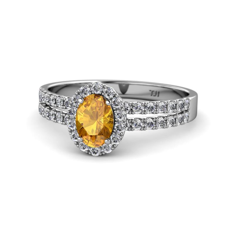 Amaya Desire Citrine and Diamond Halo Engagement Ring 