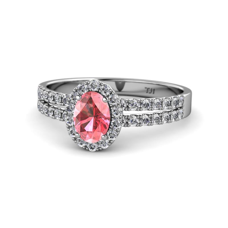 Amaya Desire Pink Tourmaline and Diamond Halo Engagement Ring 