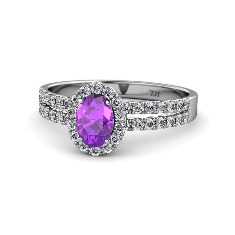 Amaya Desire Amethyst and Diamond Halo Engagement Ring 