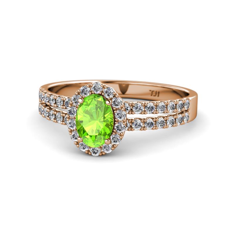 Amaya Desire Peridot and Diamond Halo Engagement Ring 
