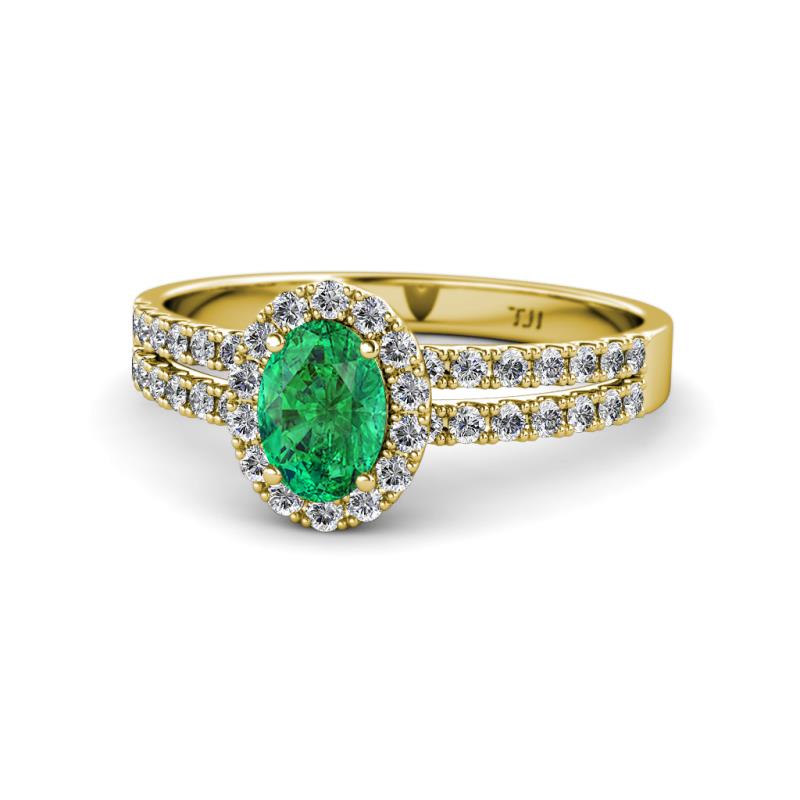 Amaya Desire Emerald and Diamond Halo Engagement Ring 