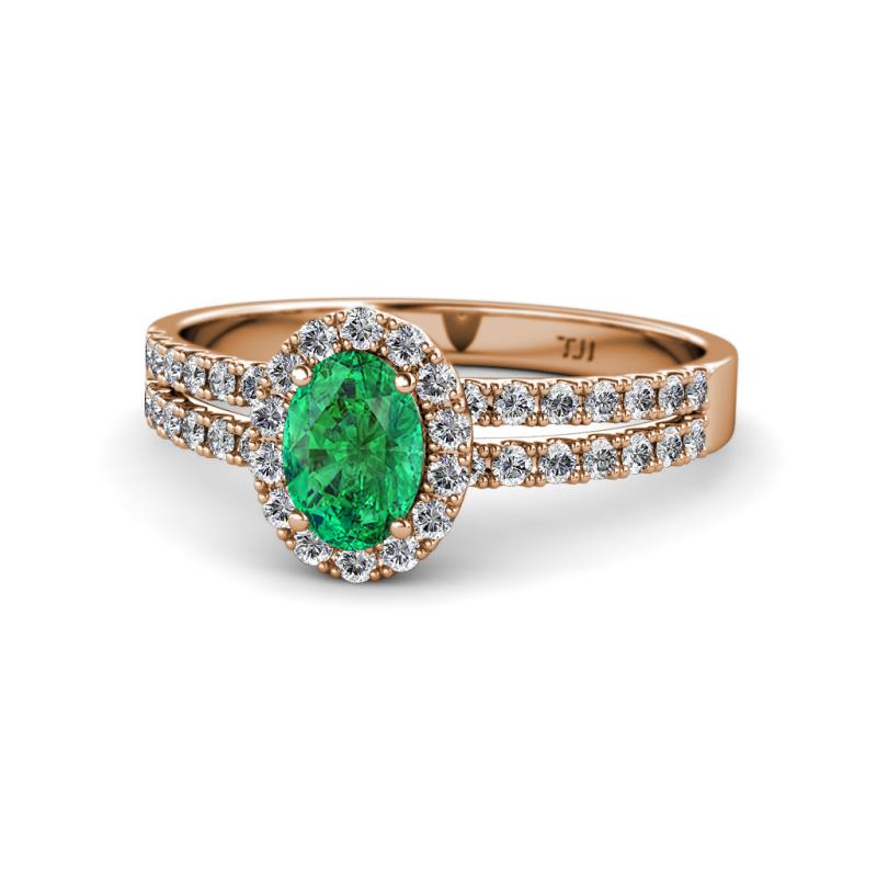 Amaya Desire Emerald and Diamond Halo Engagement Ring 