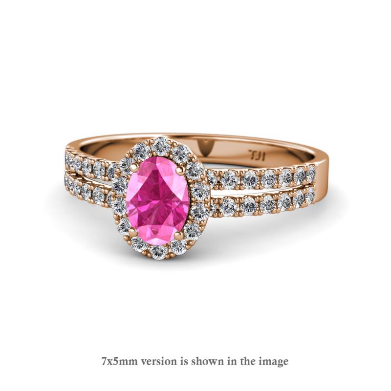 Amaya Desire Pink Sapphire and Diamond Halo Engagement Ring 